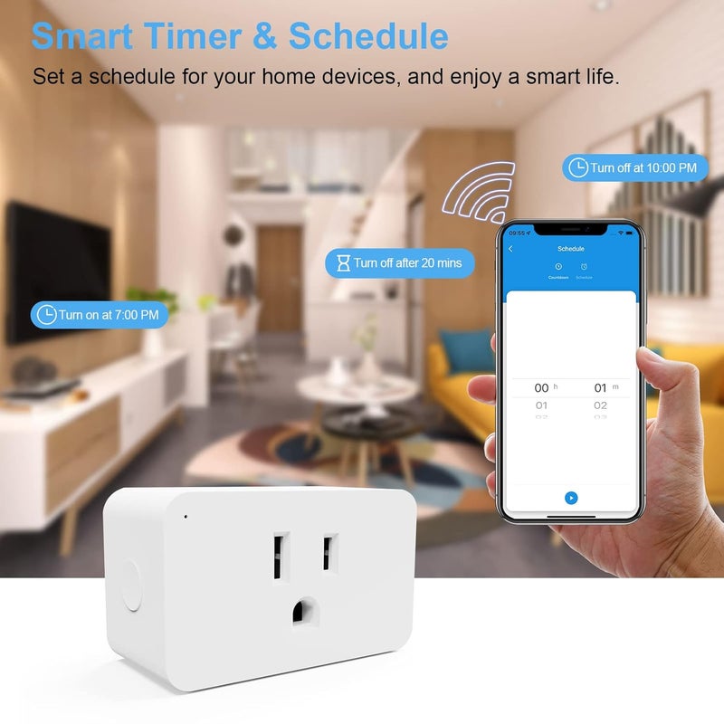 Eva's Light WiFi Smart Plugs 4 Pack, Smart Plugs That Work with Google Home for Voice Control Smart Outlet Plug with Timer APP Remote Control 1875W No Hub Required 2.4G Only, FCC and ETL Listed - Image 4